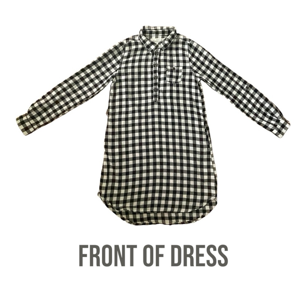H&M Girls Buffalo Plaid Shirt Dress Black Size: 9/10 (Blsck & White) ✨LIKE NEW✨